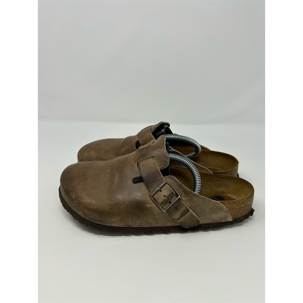 Birkenstock Boston Clogs Tobacco Brown Slip-On Buckle Cork Footbed Size 38 - Picture 8 of 14